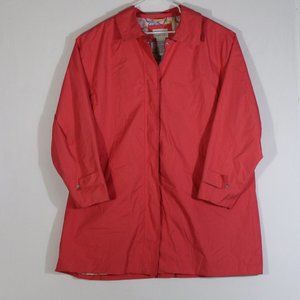 White Stag Women's Plus Size 2XL Rain Coat Lined Pockets Zip & Snap Close Coral